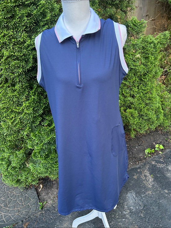 Peter Millar Dresses & Skirts - Peter Millar Navy Polo with White and Pink Trim Details